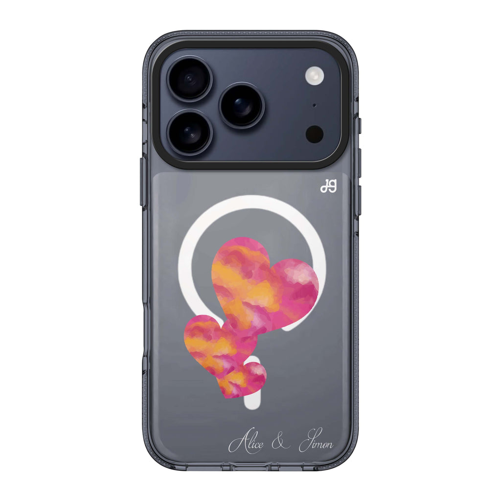 Red Hearts 款式 2 iPhone 17 Pro Max MagSafe 水晶透明保護殼 情人節設計設計 可自訂雙名字及字色 圖1