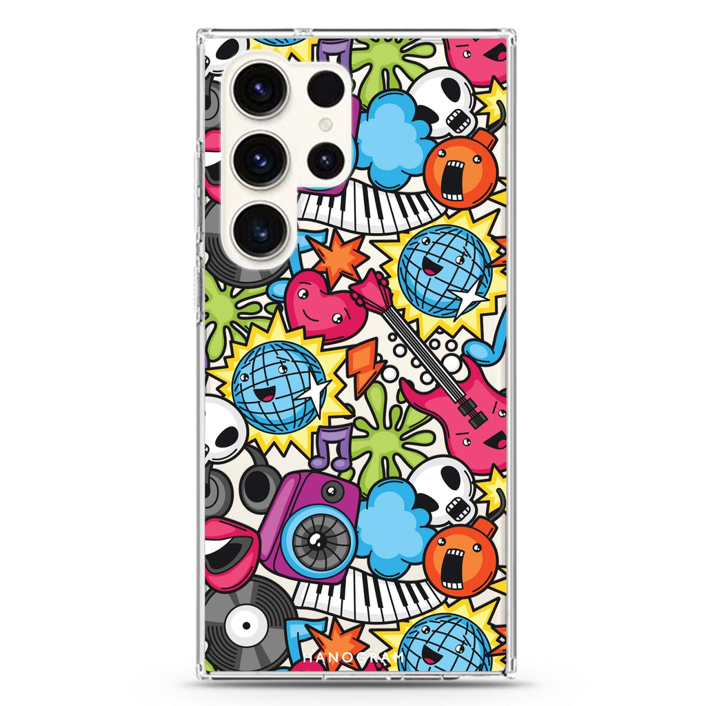 Music Time Samsung Galaxy Ultra 透明保護殼，適用 S26/S25/S24/S23 Ultra，圖1
