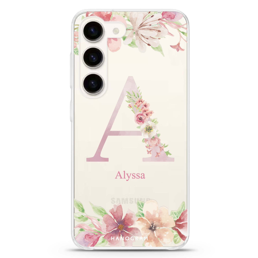 Monogram & Floral Samsung Galaxy 水晶透明保護殼