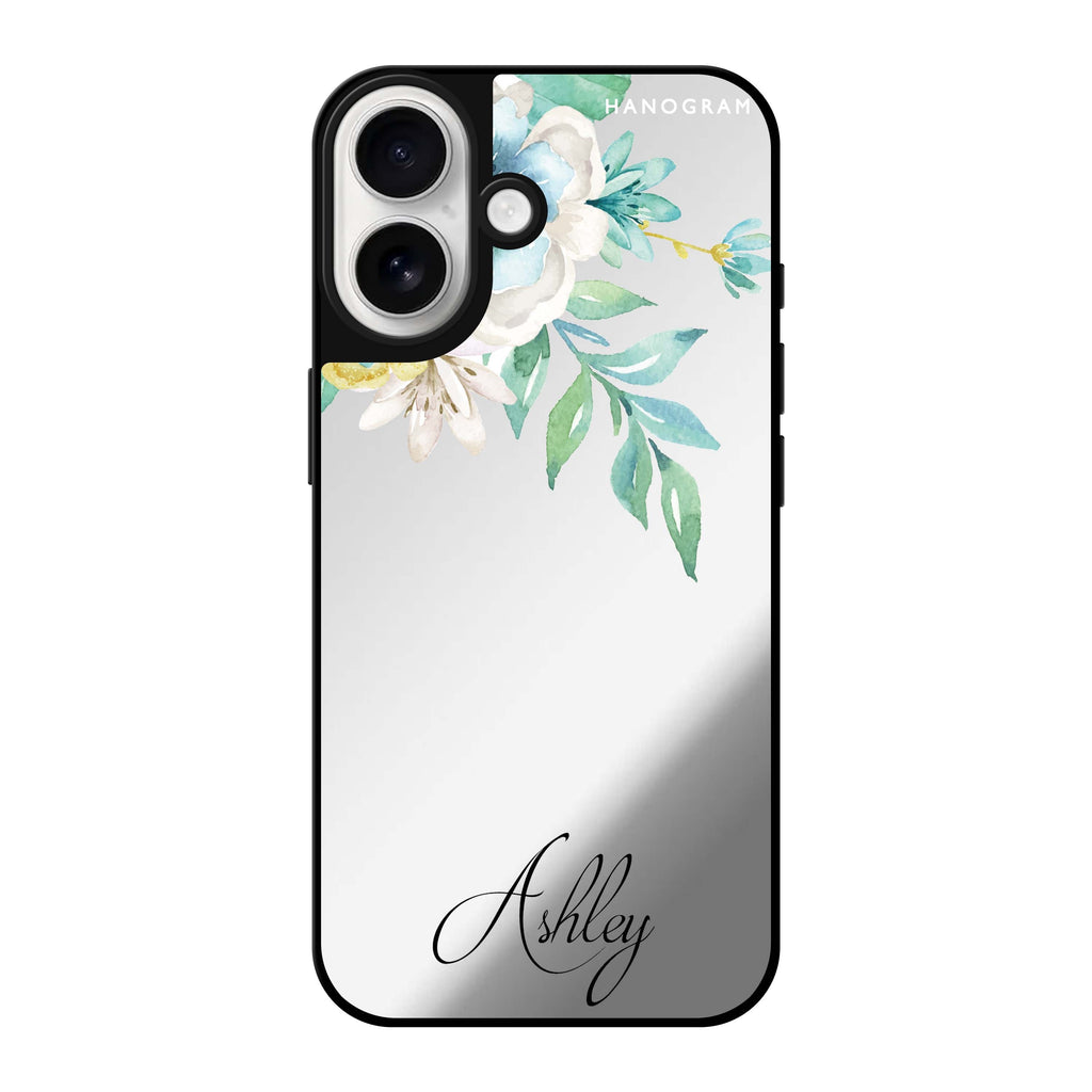 Reflective iPhone 16 Mirror Case –Watercolor Flowers Design