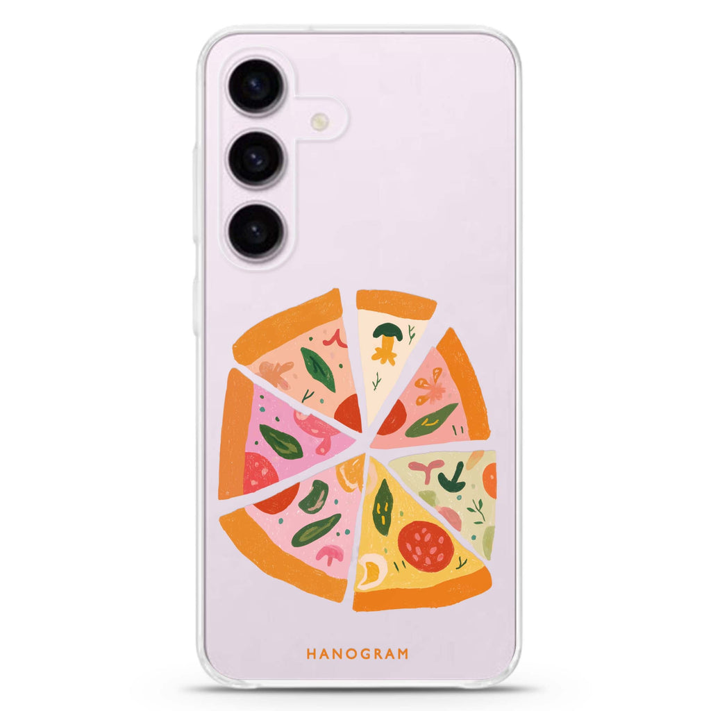 Pastel Pizza Dream Samsung Galaxy S26/S25/S24 水晶透明保護殼正面展示