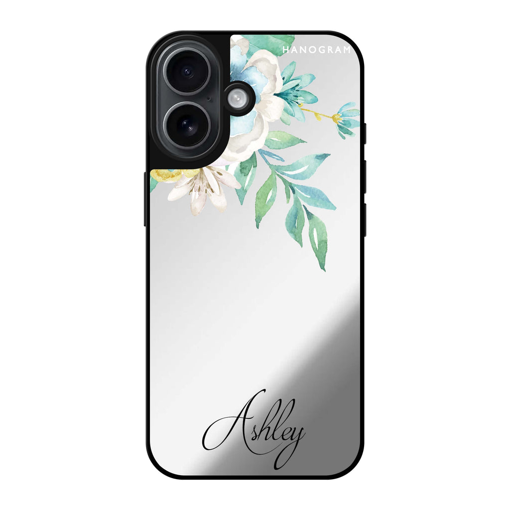 Reflective iPhone 16 Mirror Case –Watercolor Flowers Design