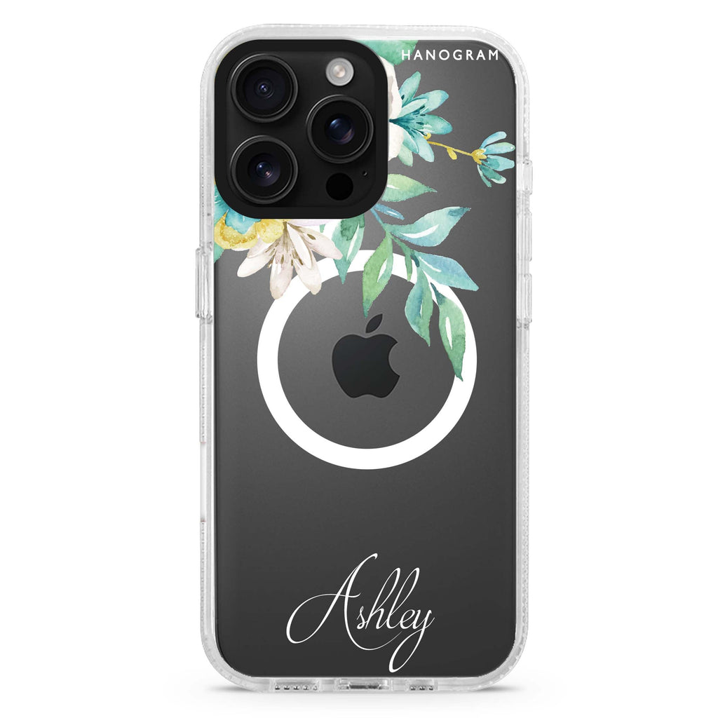 Watercolor Flowers Magsafe 兼容水晶透明保護殼