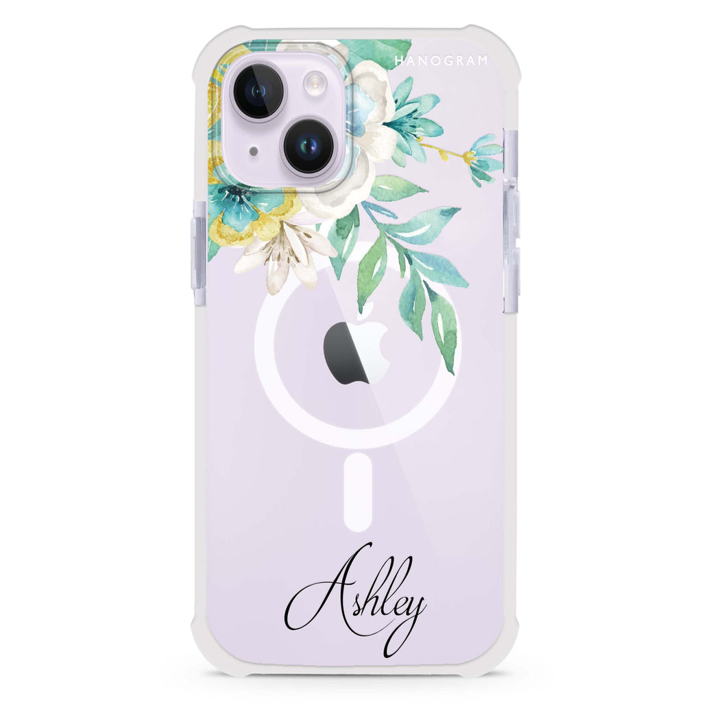 Watercolor Flowers iPhone 15 Plus Magsafe 兼容超強防摔保護殼