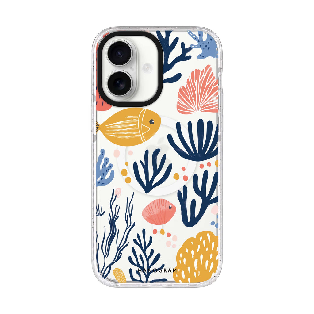 Coral Cutouts iPhone 17 水晶透明保護殼正面展示