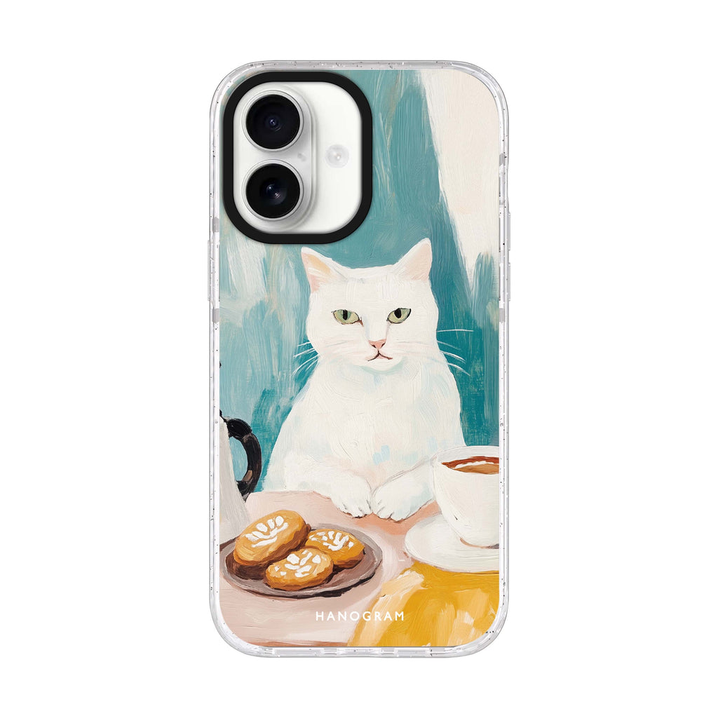 Coffee with Whiskers iPhone 17 水晶透明保護殼正面展示