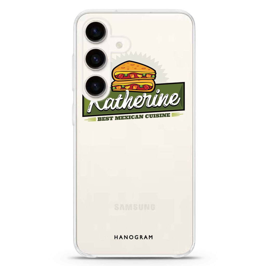 Pizza Food II Samsung Galaxy S26/S25/S24 可加名字水晶透明保護殼正面展示