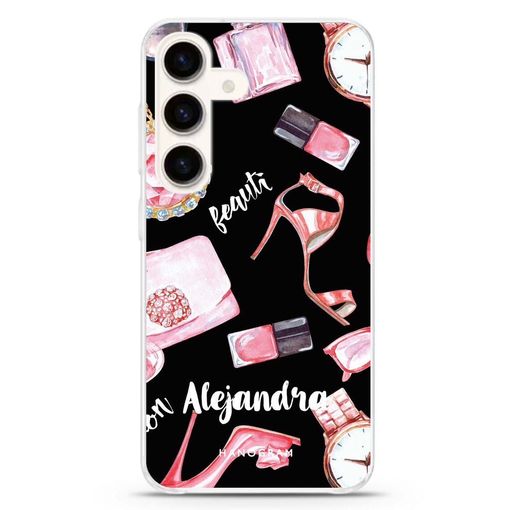 Fashion Sets Samsung Galaxy S26/S25/S24 可加名字水晶透明保護殼正面展示