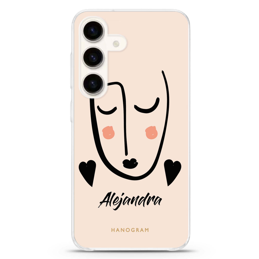 Lovely Face Samsung Galaxy S26/S25/S24 可加名字水晶透明保護殼正面展示