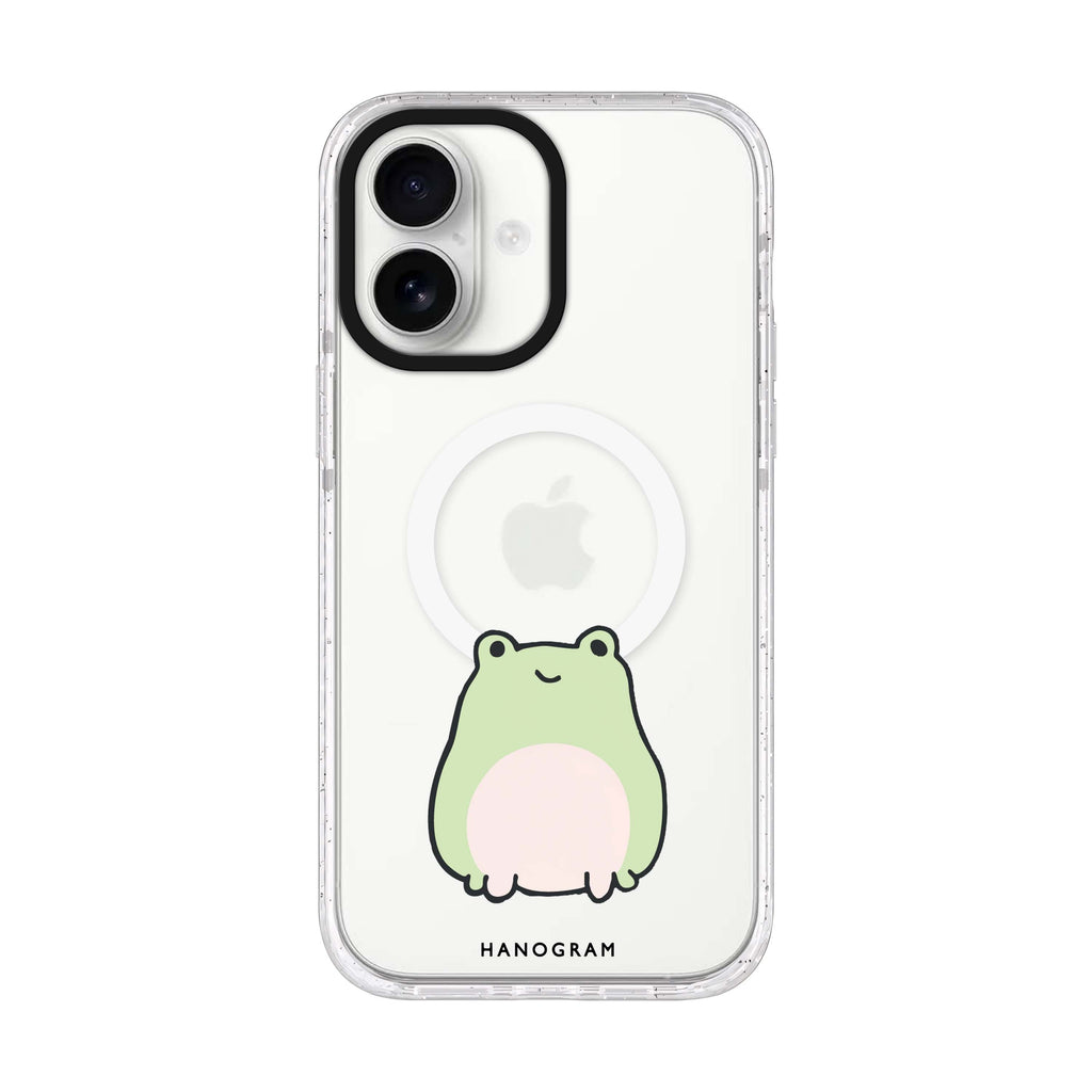 Pastel Froggie iPhone 17 水晶透明保護殼正面展示