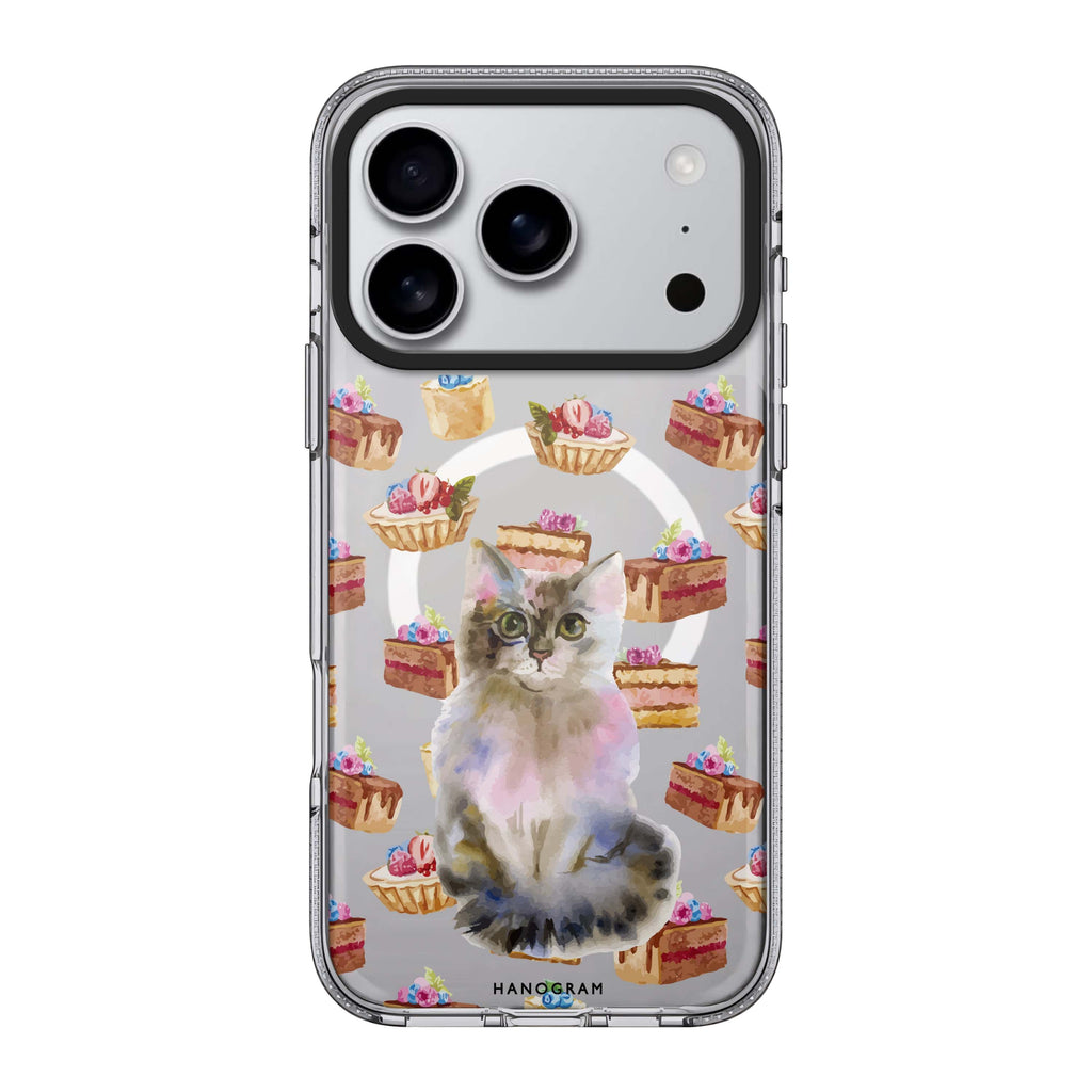 Watercolour Cat 款式 3 iPhone 17 Pro Max MagSafe 水晶透明保護殼 貓圖案設計 圖1