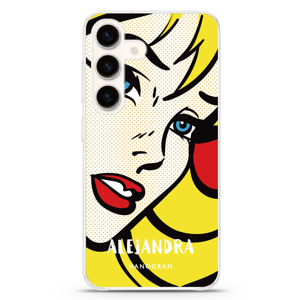 Pop Girl Samsung Galaxy S26/S25/S24 可加名字水晶透明保護殼正面展示