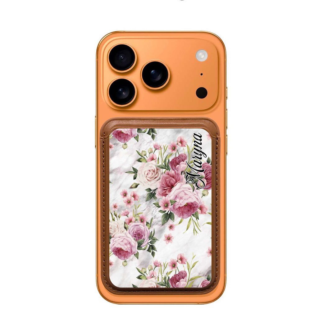 Marble and Pink Floral Magsafe 卡套