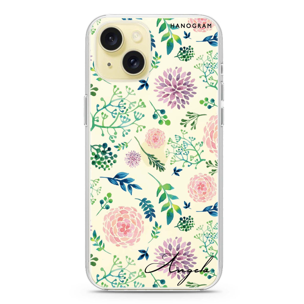 Paint Flower iPhone 15 plus 水晶透明保護殼