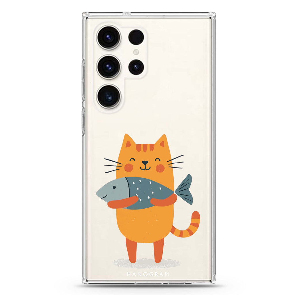 Big Catch Kitty Samsung Galaxy Ultra 透明保護殼，適用 S26/S25/S24/S23 Ultra，圖1