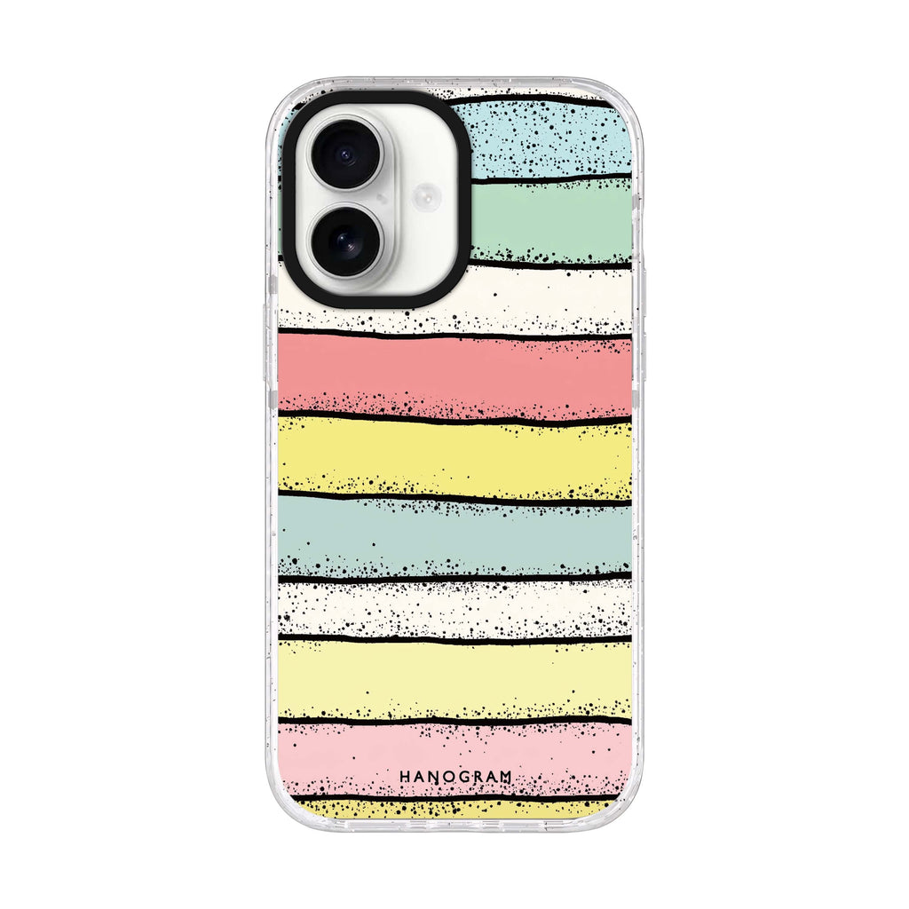 Glitter Stripe Charm iPhone 17 水晶透明保護殼正面展示