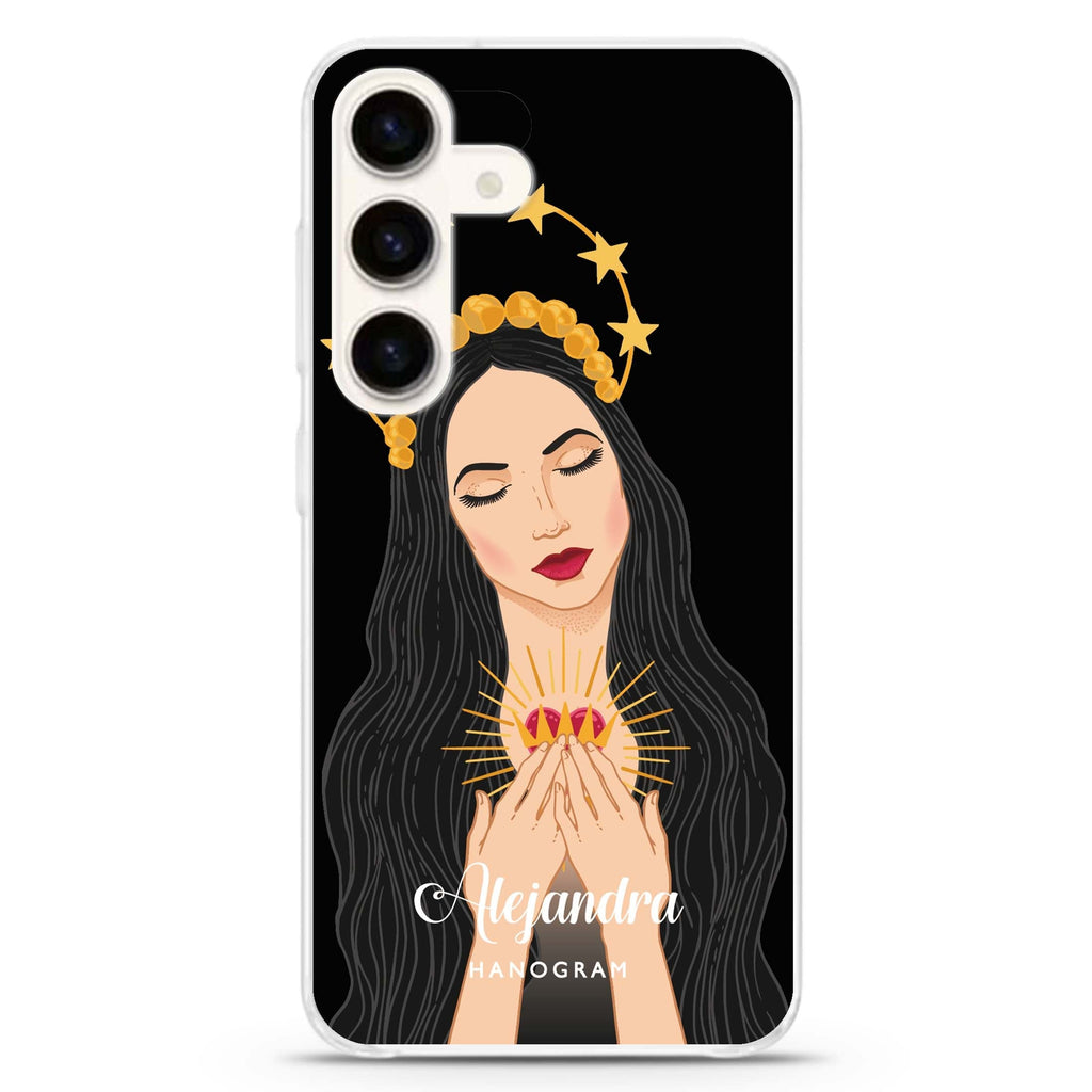 The Virgin Mary Samsung Galaxy S26/S25/S24 可加名字水晶透明保護殼正面展示