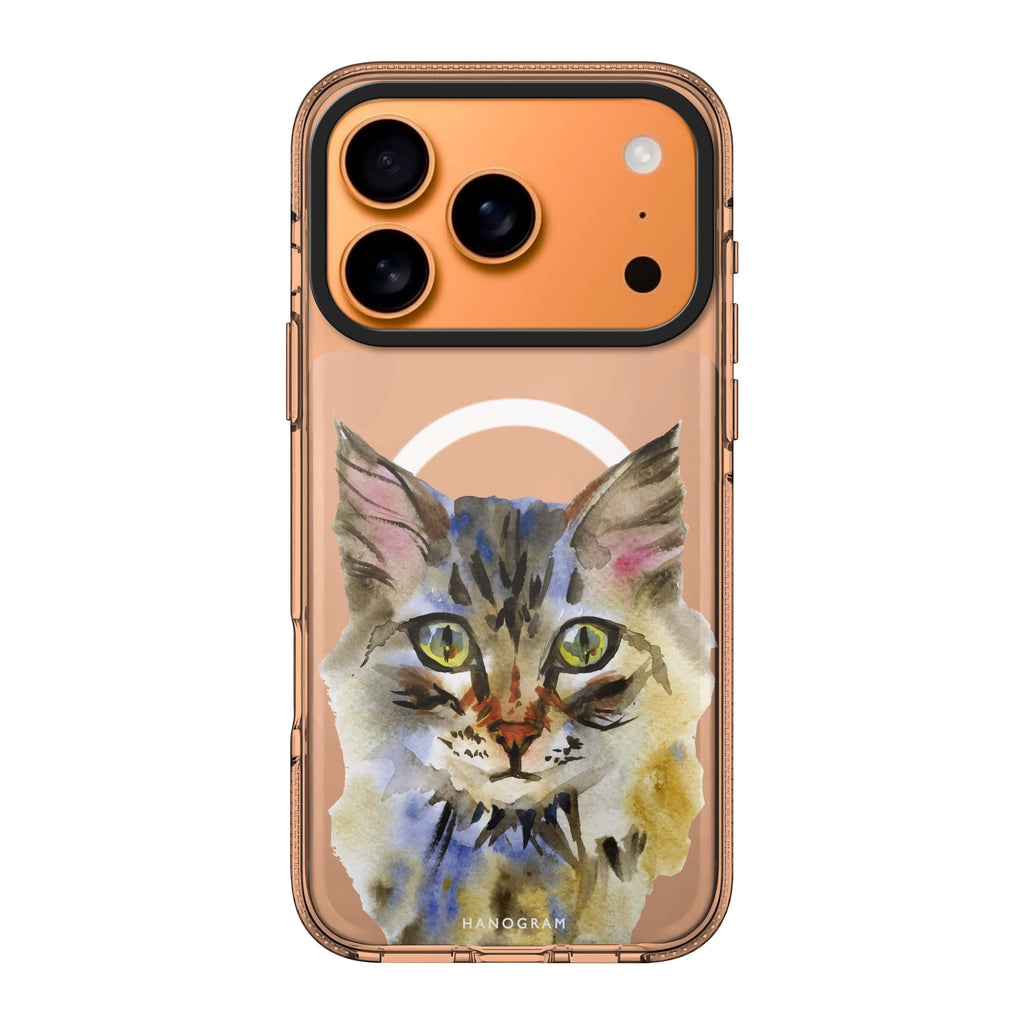 Watercolour Cat 款式 7 iPhone 17 Pro Max MagSafe 水晶透明保護殼 貓圖案設計 圖1