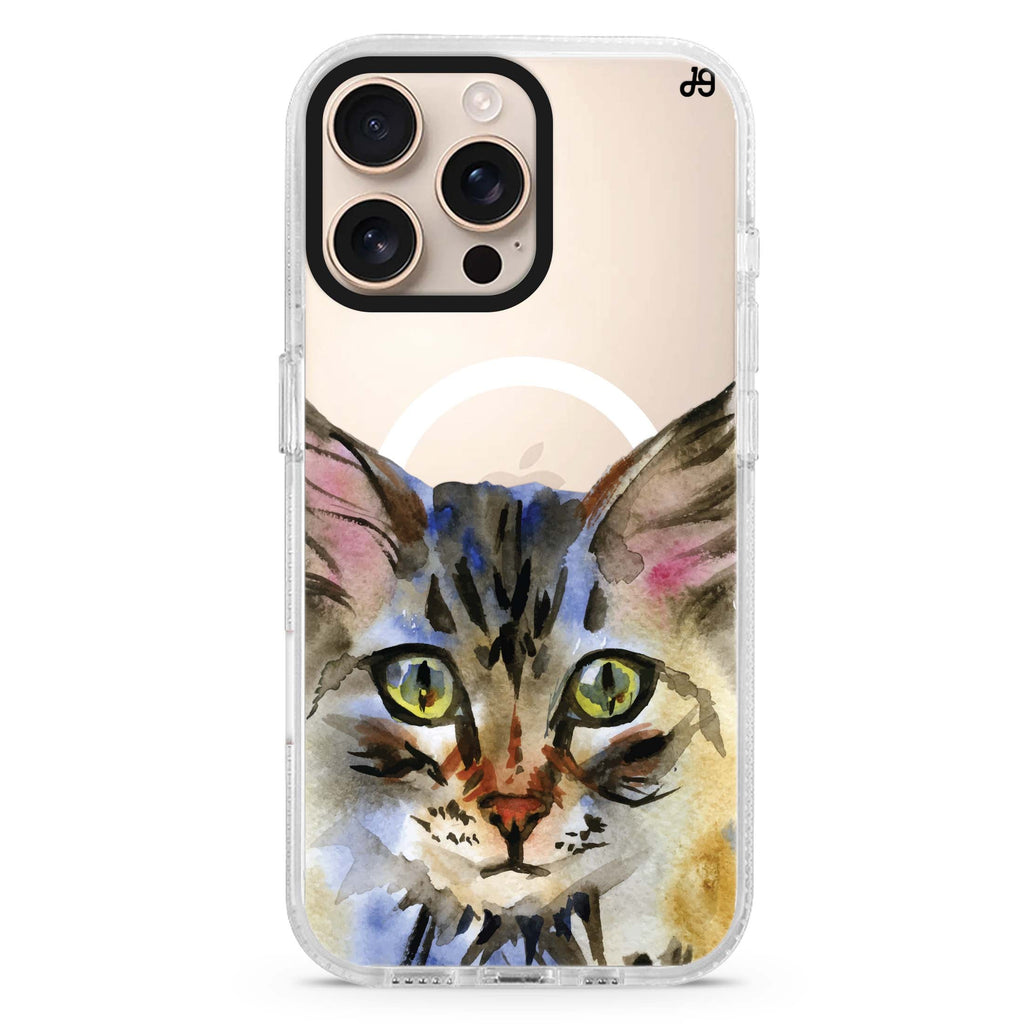 Watercolour Cat Magsafe 兼容水晶透明保護殼