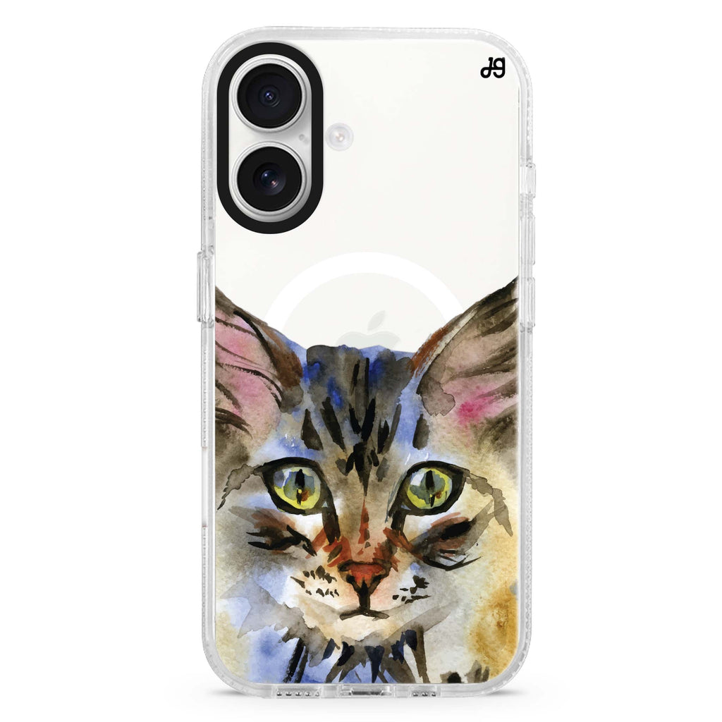 Watercolour Cat Magsafe 兼容水晶透明保護殼