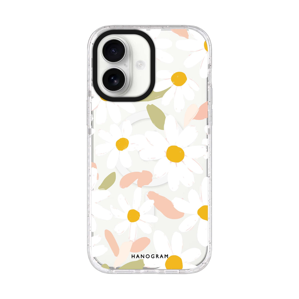 Blush Daisy Field iPhone 17 水晶透明保護殼正面展示