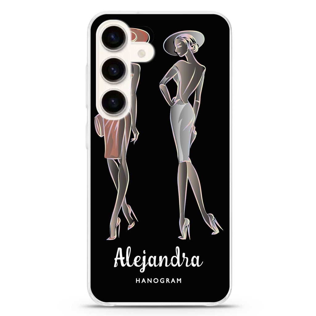 Elegant Girls Samsung Galaxy S26/S25/S24 可加名字水晶透明保護殼正面展示
