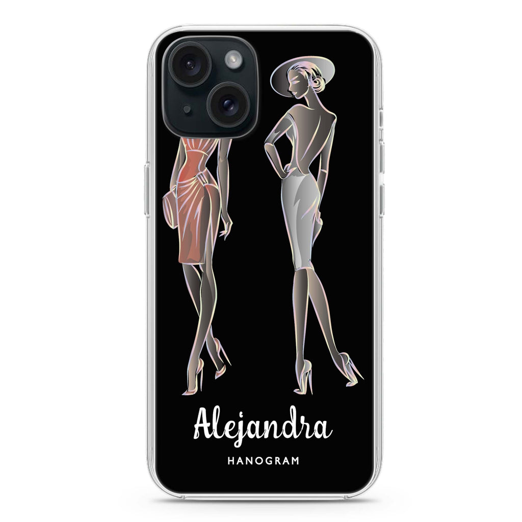 Elegant Girls iPhone 15 Plus Magsafe 兼容水晶透明保護殼