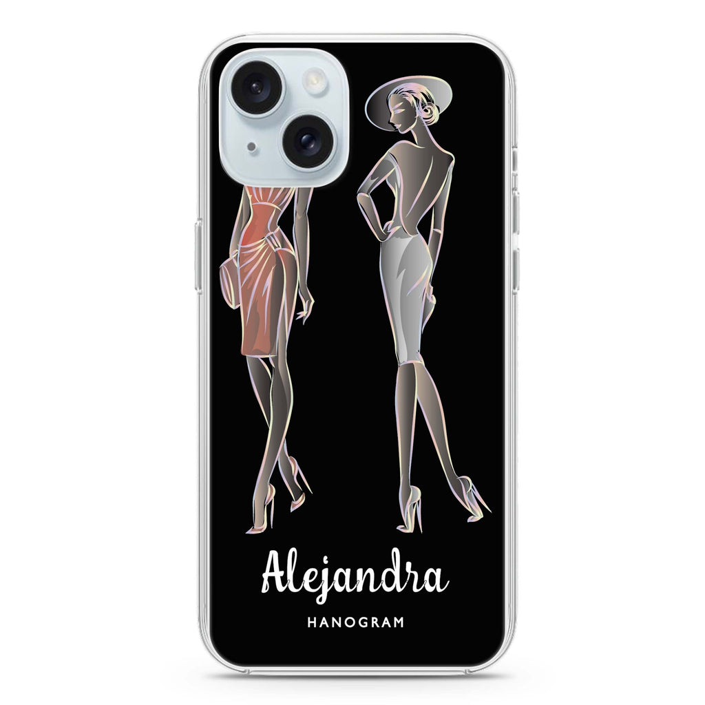 Elegant Girls iPhone 15 Magsafe 兼容水晶透明保護殼