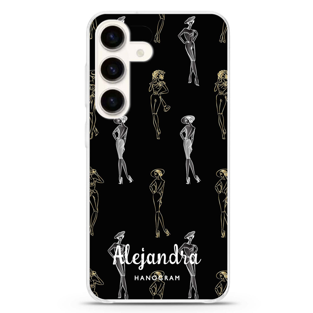 Elegant Girls Seamless Samsung Galaxy S26/S25/S24 可加名字水晶透明保護殼正面展示