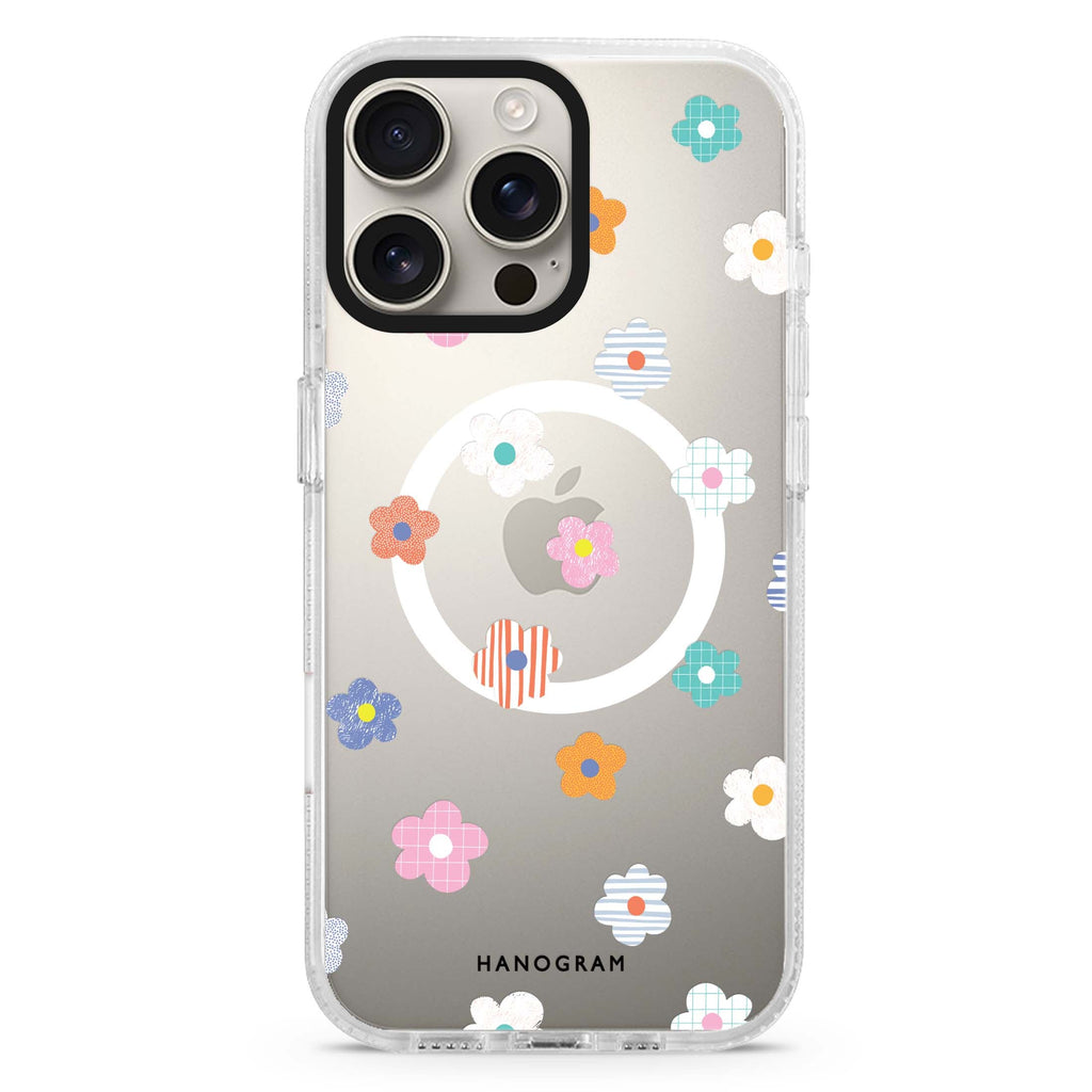 Floral Pattern Magsafe 兼容水晶透明保護殼