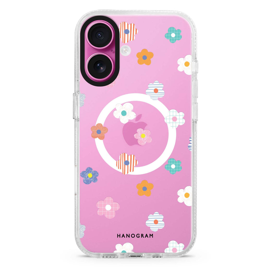 Floral Pattern Magsafe 兼容水晶透明保護殼
