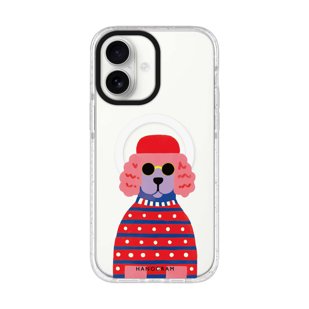 Groovy Poodle iPhone 17 水晶透明保護殼正面展示