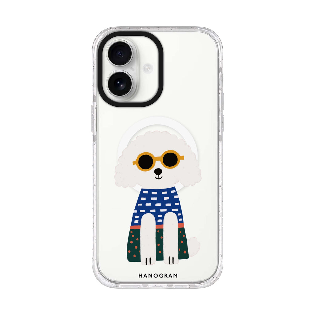 Poodle Peace Vibes iPhone 17 水晶透明保護殼正面展示
