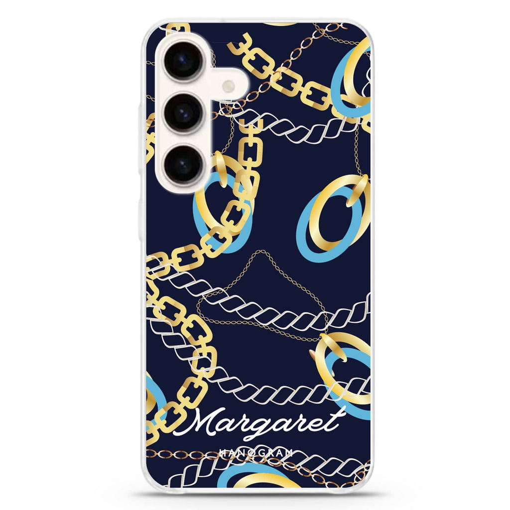 Belt and Chain II Samsung Galaxy S26/S25/S24 可加名字水晶透明保護殼正面展示
