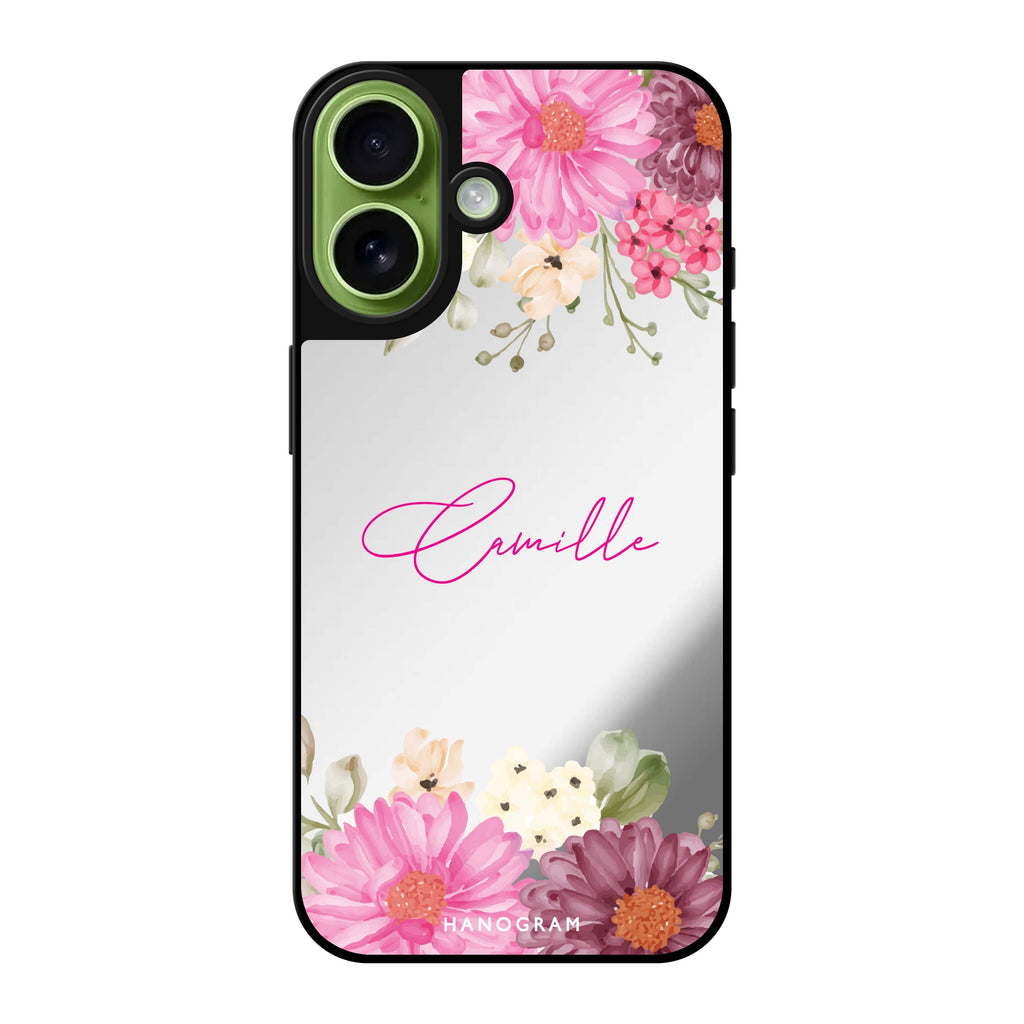 Reflective iPhone 16 Mirror Case –Blooms Bounty Design