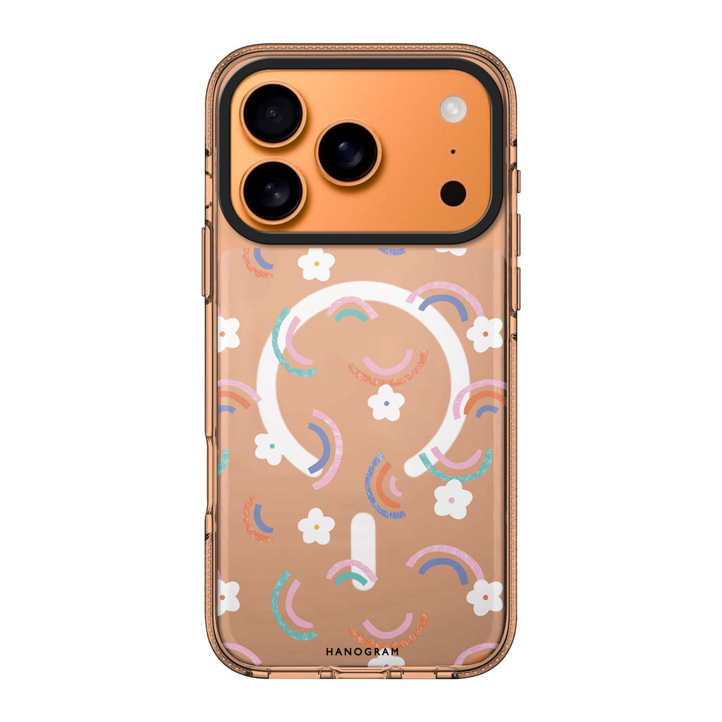 Rainbow Floral 款式 2 iPhone 17 Pro Max MagSafe 水晶透明保護殼 花卉圖案設計 圖1
