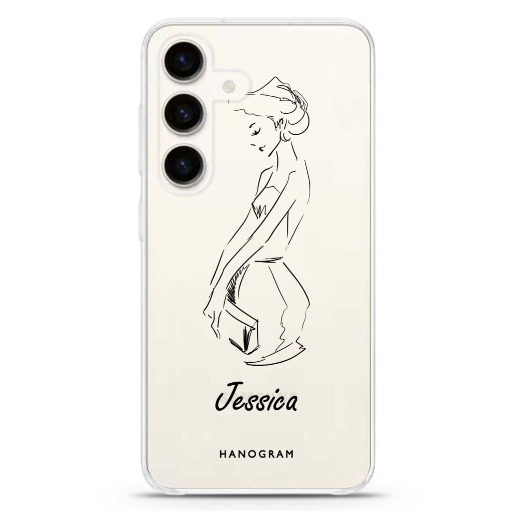 Scribble Girl Samsung Galaxy S26/S25/S24 可加名字水晶透明保護殼正面展示