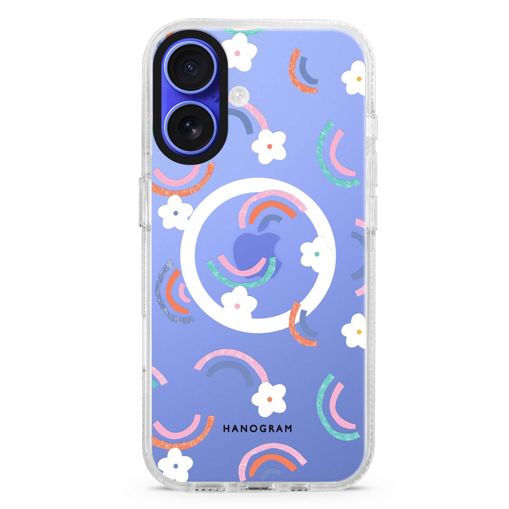 Rainbow Floral Magsafe 兼容水晶透明保護殼