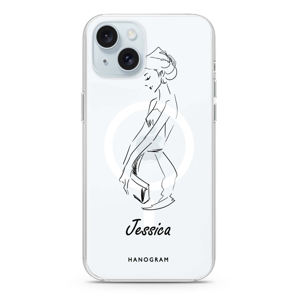 Scribble Girl iPhone 15 Plus Magsafe 兼容水晶透明保護殼