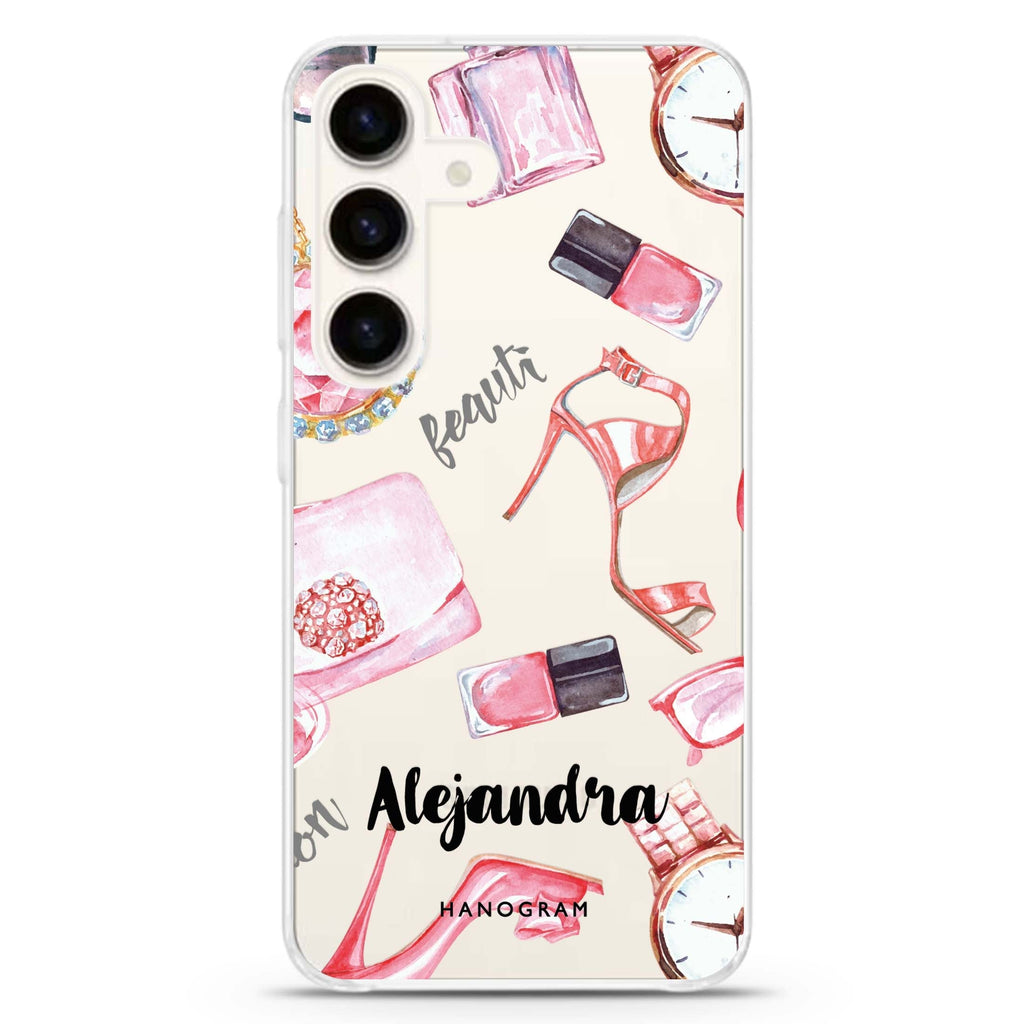 Fashion Sets II Samsung Galaxy S26/S25/S24 可加名字水晶透明保護殼正面展示
