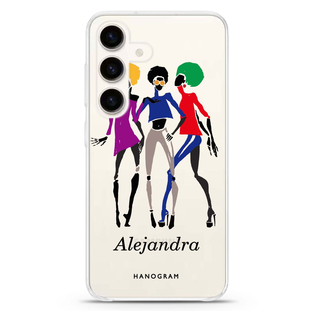 Artistic Girls Samsung Galaxy S26/S25/S24 可加名字水晶透明保護殼正面展示