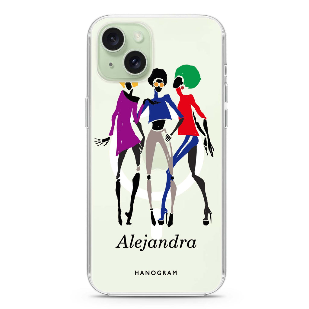 Artistic Girls iPhone 15 Plus Magsafe 兼容水晶透明保護殼