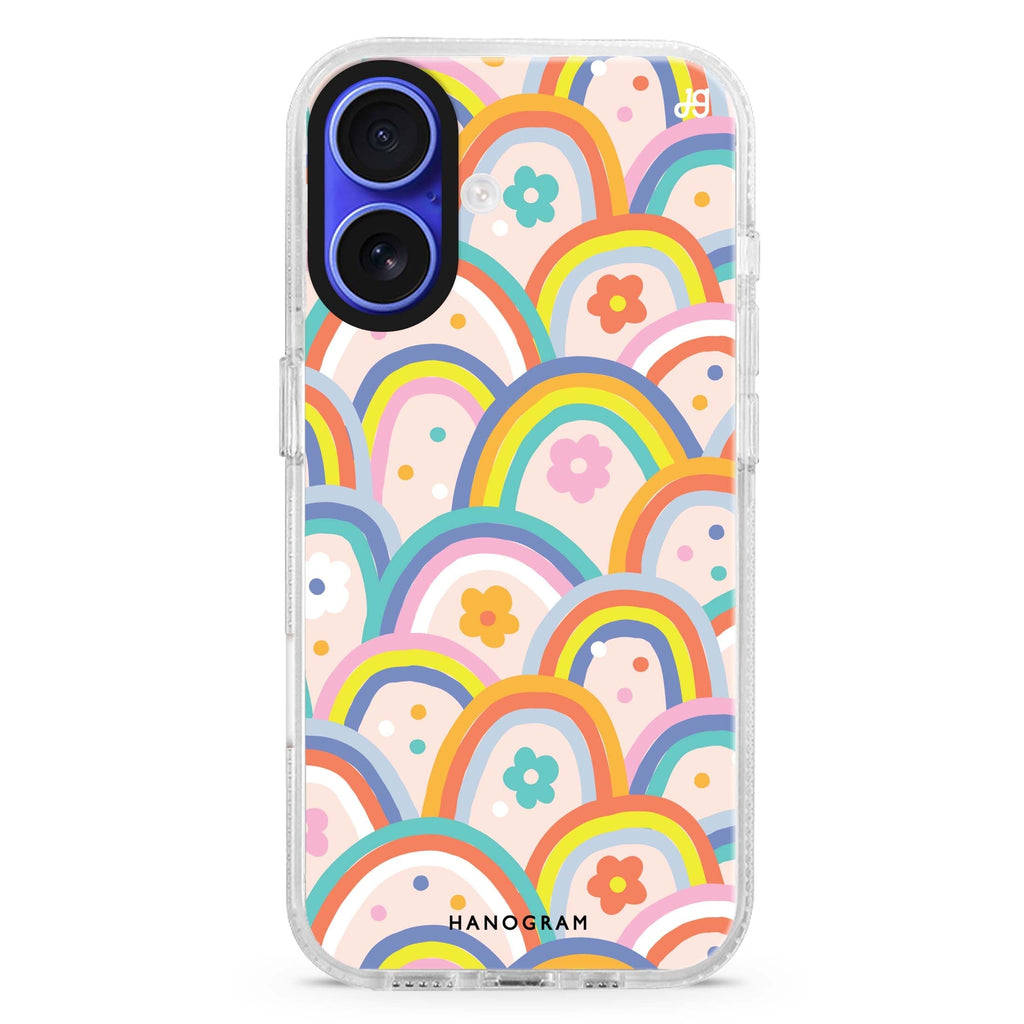 Colourful Rainbow Floral Magsafe 兼容水晶透明保護殼