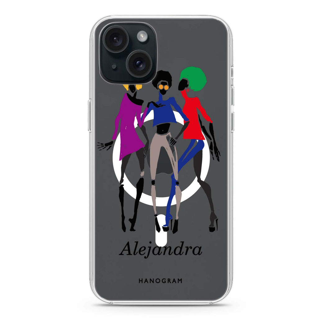 Artistic Girls iPhone 15 Magsafe 兼容水晶透明保護殼