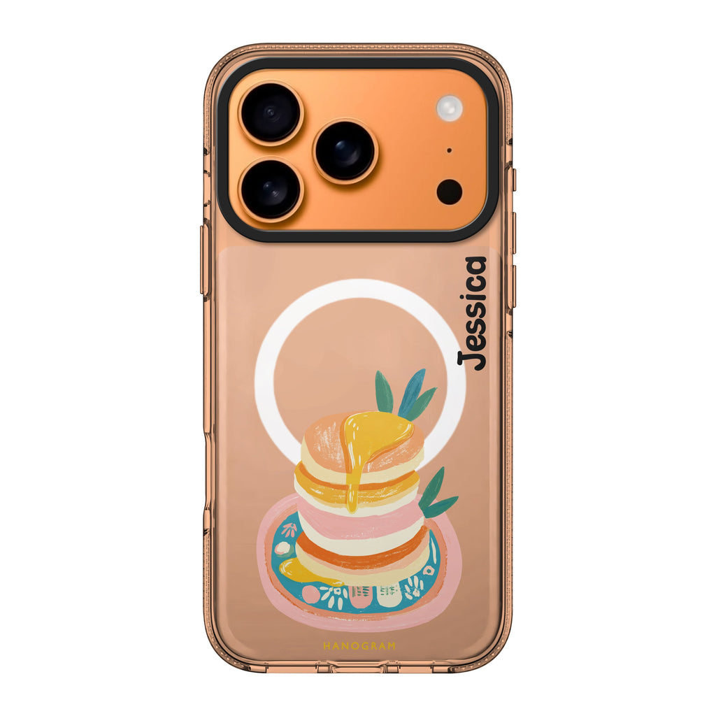 Blush Pancake Stack iPhone 17 Pro Max MagSafe 水晶透明保護殼 插畫圖案設計 可自訂名字及字色 圖1