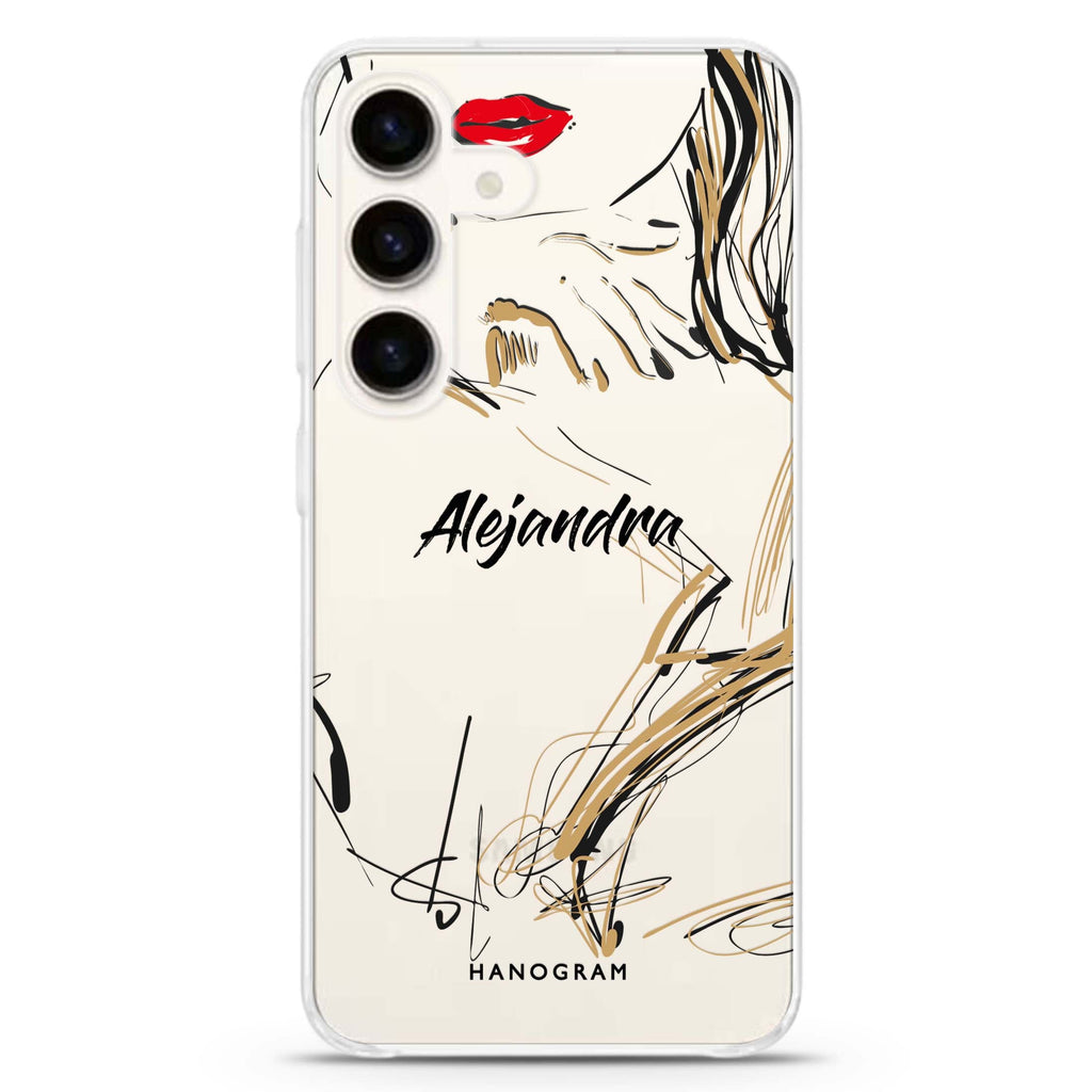 Fashion Model Samsung Galaxy S26/S25/S24 可加名字水晶透明保護殼正面展示