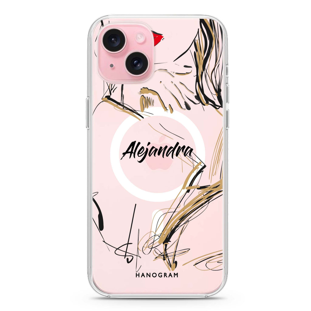 Fashion Model iPhone 15 Plus Magsafe 兼容水晶透明保護殼