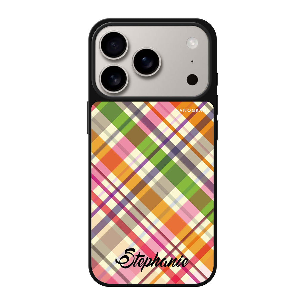 Colourful Checker Custom Name 彩色文字 iPhone 17 Pro Max 鏡面手機殼主圖