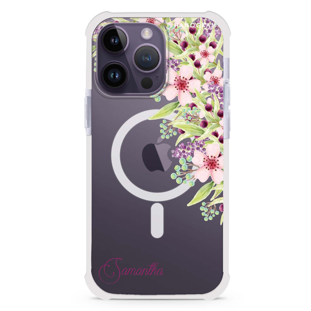 Pink Flowers iPhone Magsafe 兼容超強防摔保護殼