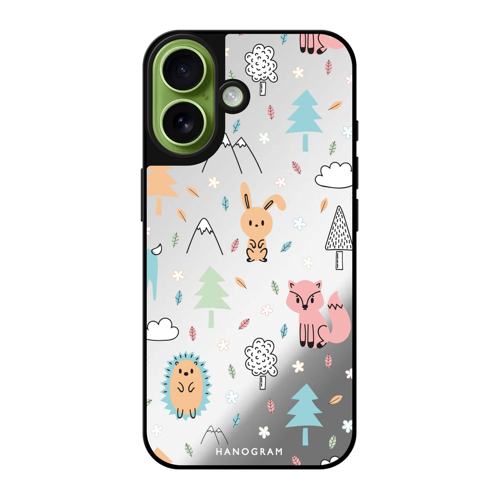 Reflective iPhone 16 Mirror Case –Whimsy Wildlife Design